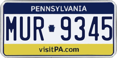 PA license plate MUR9345