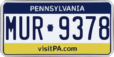 PA license plate MUR9378