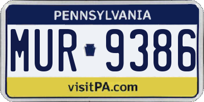 PA license plate MUR9386