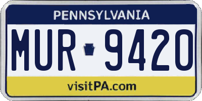 PA license plate MUR9420