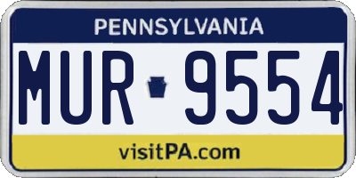 PA license plate MUR9554