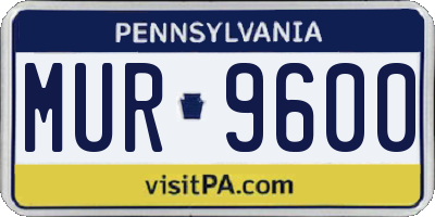 PA license plate MUR9600