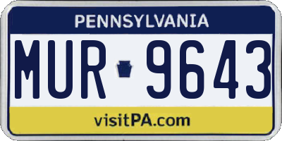 PA license plate MUR9643
