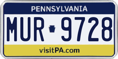 PA license plate MUR9728