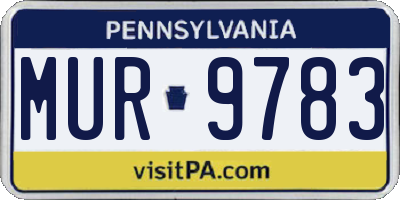 PA license plate MUR9783