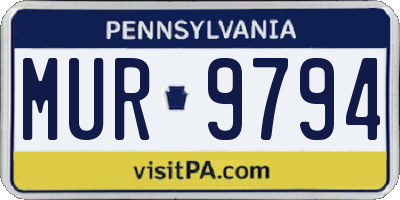 PA license plate MUR9794