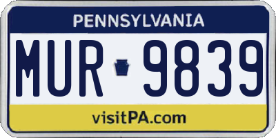 PA license plate MUR9839