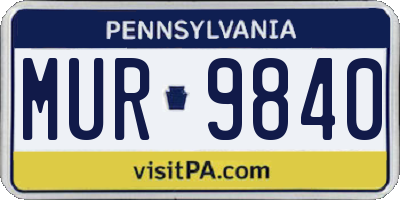 PA license plate MUR9840