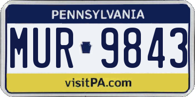 PA license plate MUR9843