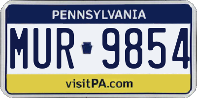 PA license plate MUR9854