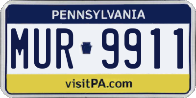 PA license plate MUR9911