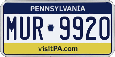 PA license plate MUR9920