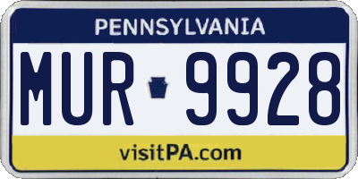 PA license plate MUR9928