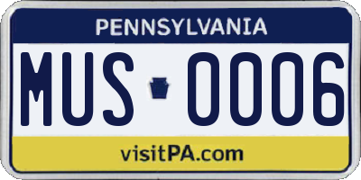 PA license plate MUS0006