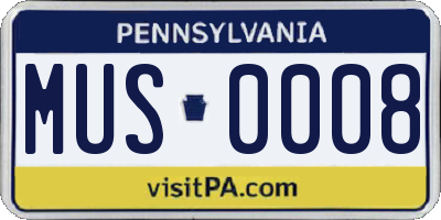 PA license plate MUS0008