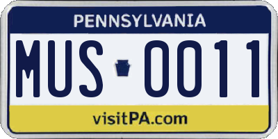 PA license plate MUS0011