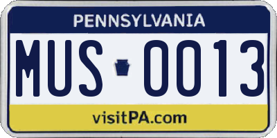 PA license plate MUS0013