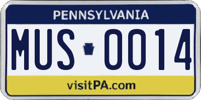 PA license plate MUS0014