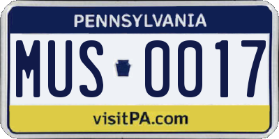 PA license plate MUS0017