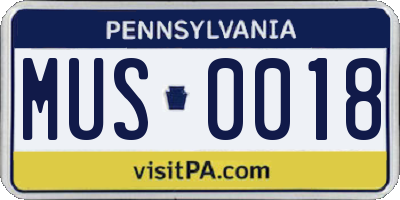PA license plate MUS0018
