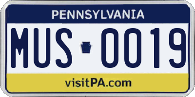PA license plate MUS0019