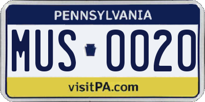 PA license plate MUS0020