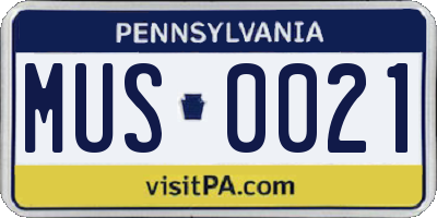 PA license plate MUS0021