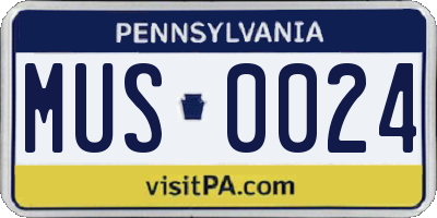 PA license plate MUS0024