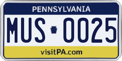 PA license plate MUS0025