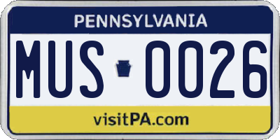 PA license plate MUS0026