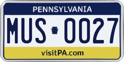 PA license plate MUS0027