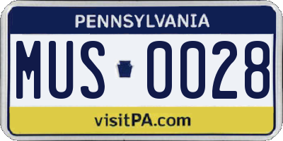 PA license plate MUS0028