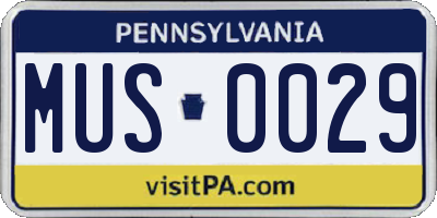 PA license plate MUS0029