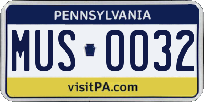 PA license plate MUS0032