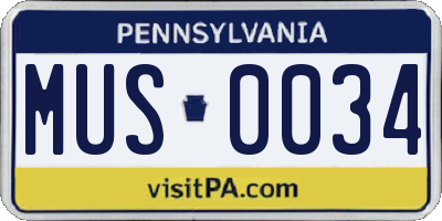 PA license plate MUS0034