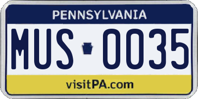 PA license plate MUS0035