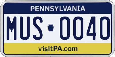 PA license plate MUS0040