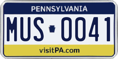 PA license plate MUS0041