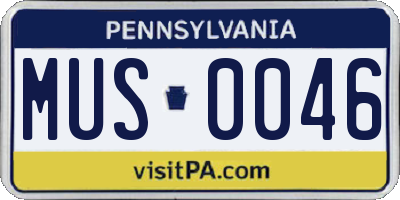 PA license plate MUS0046
