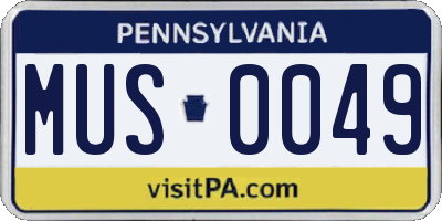 PA license plate MUS0049