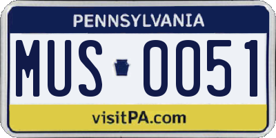 PA license plate MUS0051