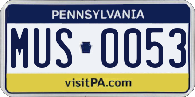 PA license plate MUS0053