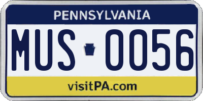 PA license plate MUS0056