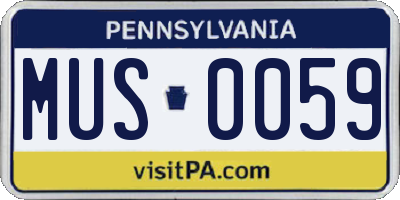 PA license plate MUS0059