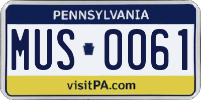 PA license plate MUS0061
