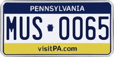 PA license plate MUS0065