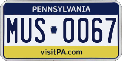 PA license plate MUS0067