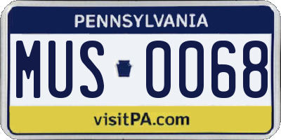 PA license plate MUS0068