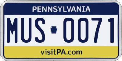 PA license plate MUS0071