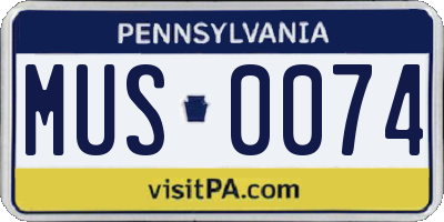 PA license plate MUS0074